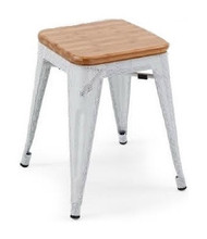 "RFC" LOW MESH STOOL -WHITE WITH LIGHT TIMBER SEAT