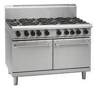 WALDORF GAS EIGHT BURNER WITH DOUBLE STATIC OVEN.
