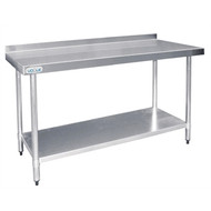 Vogue - T382 - Stainless Steel Prep Table with Splashback 1500mm. Weekly Rental $5.00