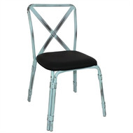 GM649 -  Antique Sky Blue Steel Chairs with Black PU Seat (Pack of 4)