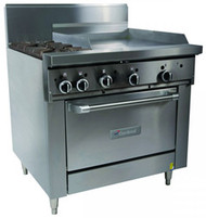 GARLAND GFE36-2G24C Restaurant Series Gas 2 Open Top Burners 600mm Griddle Convection Oven Electronic Ignition. Weekly Rental 110.00