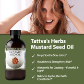 Mustard  Seed  Oil - Non GMO Unrefined Cold Pressed Soothes Sore Joints, Balances Kapha, Nourishes Hair 16 oz.