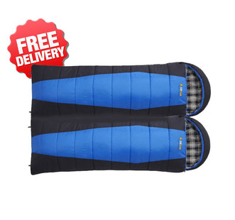 2 x OZtrail Alpine View -12 Celcius Twin Double Sleeping Bag - (Top View)