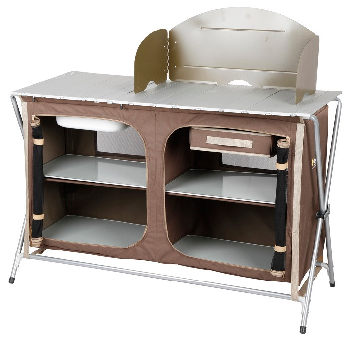 OZtrail Camping Camp Kitchen Deluxe Sink Table Available At A Great   Campsink Brown  21281.1347422918.1280.1280 