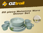 OZtrail Melamine Ware Dinner Camping Plate Bowl Set - (20 Piece Set)