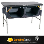 OZtrail Folding Camp Storage Table with Pantry for linen, cutlery, kitchen utensils and camping provision