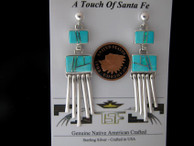 Sterling Silver Inlaid Turquoise and Lab Opal  Earrings by Olson Charleston