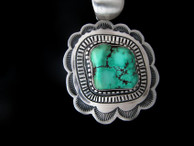 Turquoise Stone in Antiqued Sterling Silver Pendant