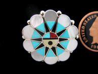 Sunface Inlaid Pendant  Delwin Gasper | Mother of Pearl, Turquoise and Black