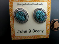 Carved Turquoise Earrings by Navajo artist John Begay