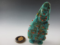 Corn Maiden Fetish Carving from Turquoise by Zuni artist Claudia Peina available at Sacred Bear Jewelry.