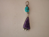Turquoise & Charoite Dangle Pendant by Ron Henry, Navajo Artist