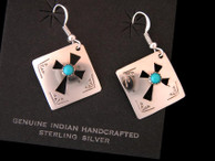 Navajo Stamped Sterling Earrings with Cutout Cross