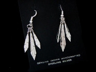 Feather Dangle Earrings in Sterling Silver by Lorenzo Arviso