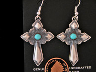 Antiqued Stamped Cross Earrings with 3D Effect