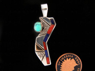 Contemporary Pendant by Ron Henry in Sterling, Gold with Turquoise