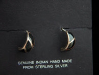 Petite Black Jet Earrings inlaid with Sterling Silver.