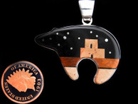 Bear Inlay Pendant in Adobe and Starry Night Design by Olson Charleston (SORRY SOLD)