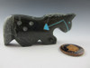 Horse Zuni Fetish Carving from Black Marble by Zuni artist Russell Shack available at Sacred Bear Jewelry.