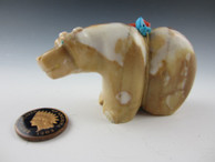 Bear fetish carving by Zuni artist Paulette Quam available at Sacred Bear Jewelry.