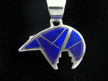 Inlaid Bear Pendant  Lapis