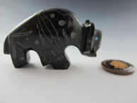 Buffalo fetish carved from Black Marble by Zuni artist Russell Shack available from Sacred Bear Jewelry.