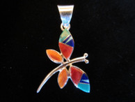 Dragonfly inlaid pendant in sterling by Navajo artist Evangeline David available from Sacred Bear Jewelry.