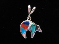 Bear inlaid pendant in sterling by Navajo artist Aldora Powell available from Sacred Bear Jewelry.