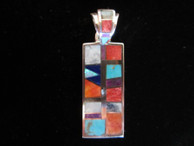 Sterling silver inlaid pendent by Navajo artist Olson Charleston available from Sacred Bear Jewelry.