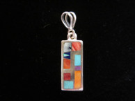 Inlaid sterling silver pendant by Navajo artist Olson Charleston available from Sacred Bear Jewelry.