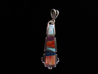 Sterling silver inlaid pendant by Navajo artist Norton Bencenti available from Sacred Bear Jewelry.