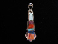 Sterling silver inlaid pendant by Navajo artist Norton Bencenti available from Sacred Bear Jewelry.