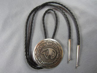 Bear with Cloud Border Bolo Tie by Navajo artist Mabel Kee.