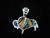 Buffalo Inlaid Pendant and Bale by Navajo artist Billy Long.