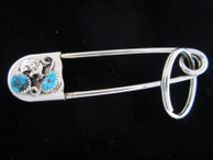 Key Ring Pin in Sterling Silver with Turquoise setting and applied Eagle by Navajo Craftsman.