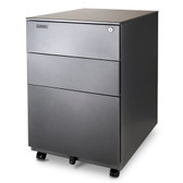 Aurora FC-103MB Modern SOHO Design 3-Drawer Metal Mobile File Cabinet with Lock Key Fully Assembled, Metallic Charcoal