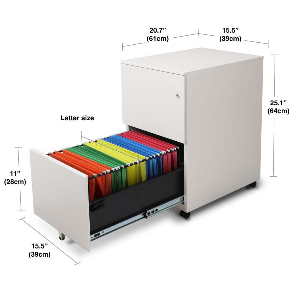 Aurora Fc 102wt Modern Soho Design 2 Drawer Metal Mobile File