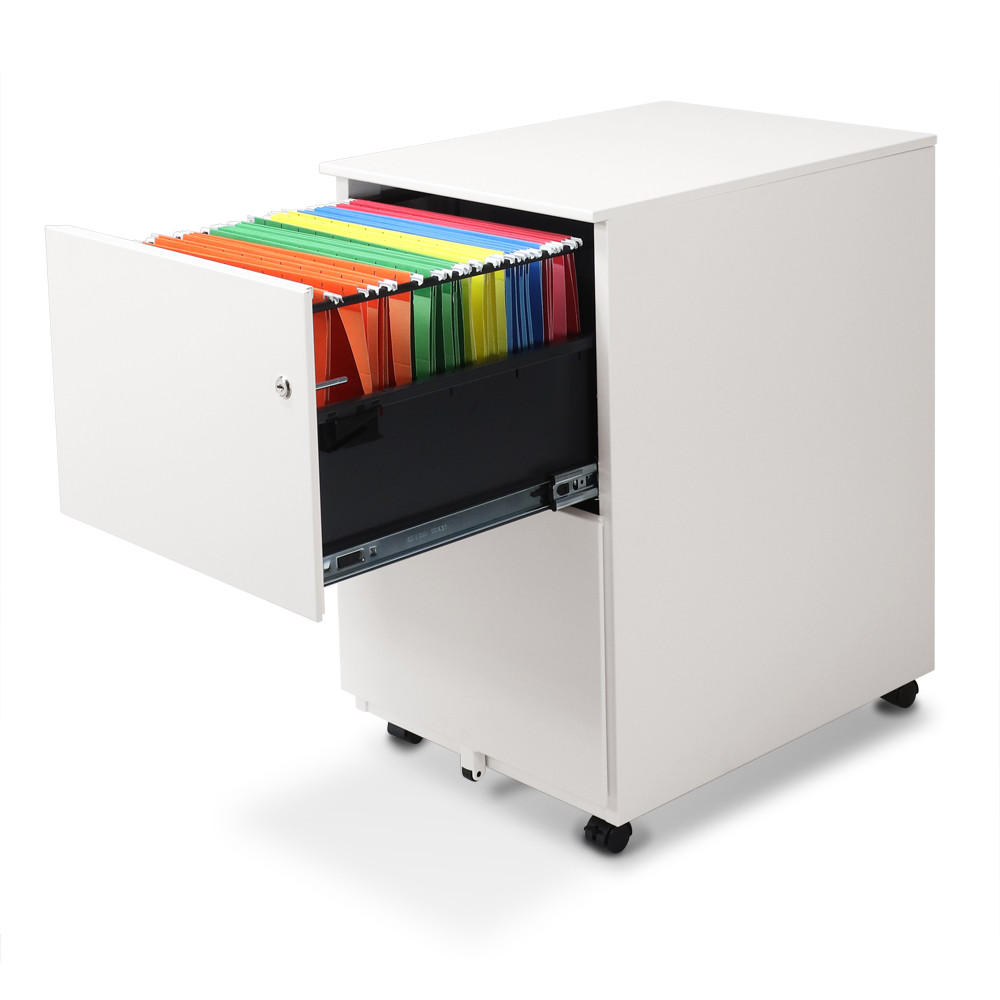 Aurora Fc 102wt Modern Soho Design 2 Drawer Metal Mobile File