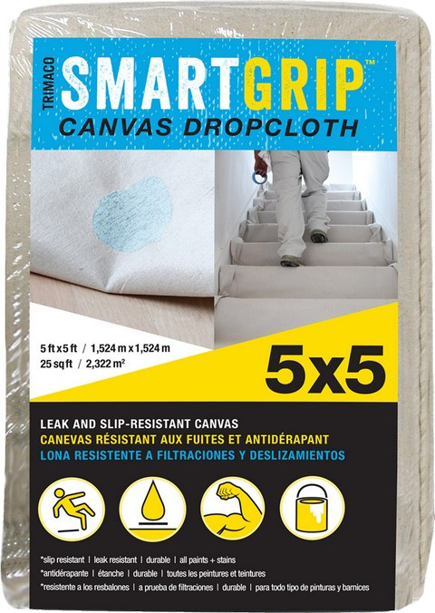 Trimaco 85435 Smart Grip Canvas Dropcloth 5'x 5' - World Paint Supply
