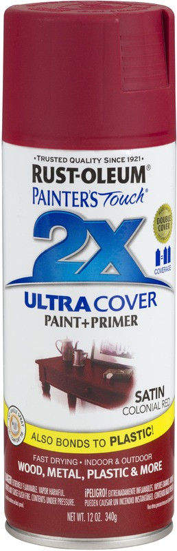 Rust-Oleum Painter's Touch 2X Spray Paint, Satin Poppy Red, 12-oz.