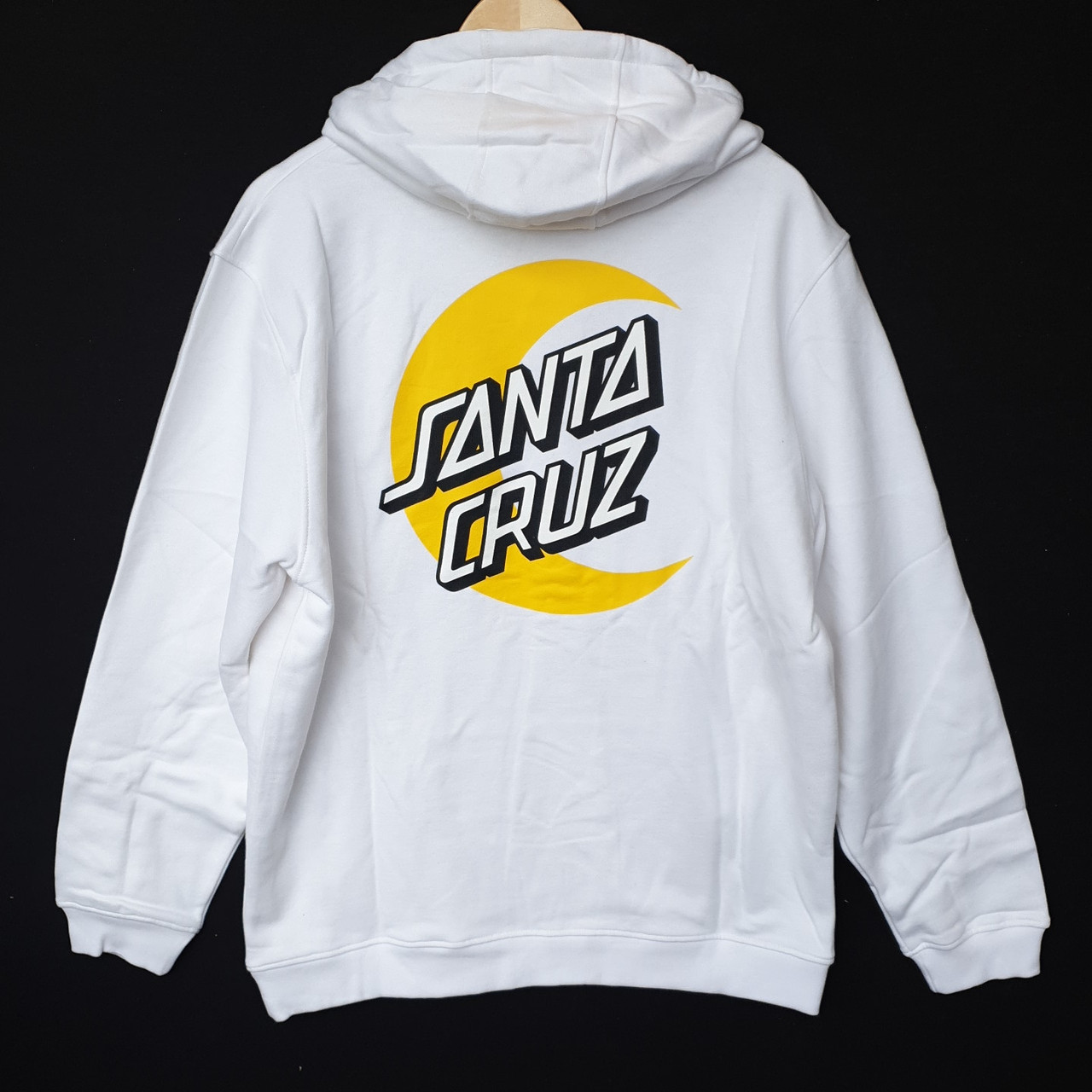 santa cruz banner dot white hoodie