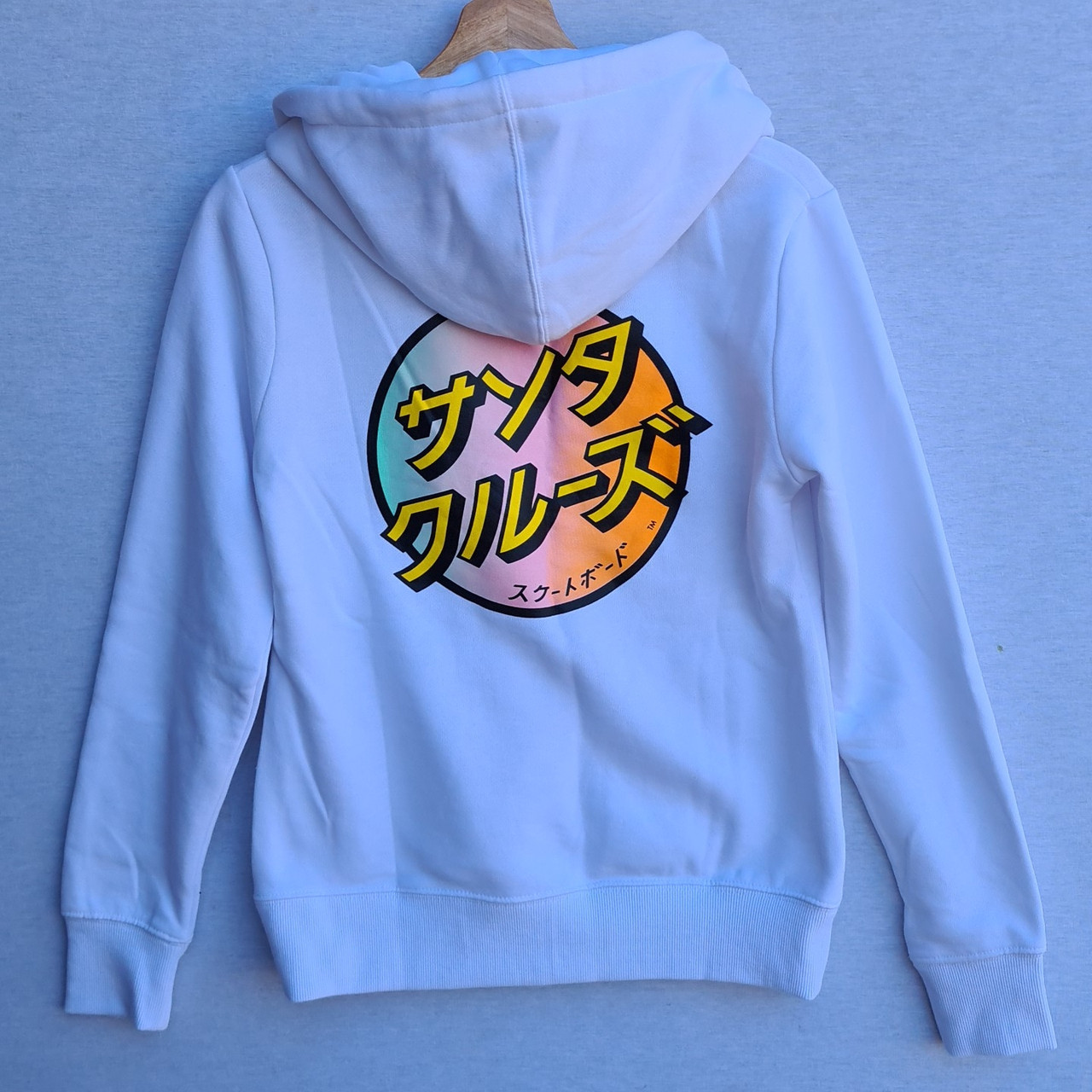 santa cruz banner dot white hoodie