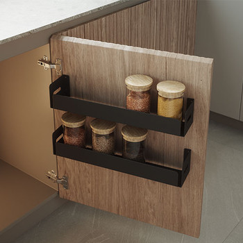 Anthracite grey spice rack inside a 600mm cabinet door 