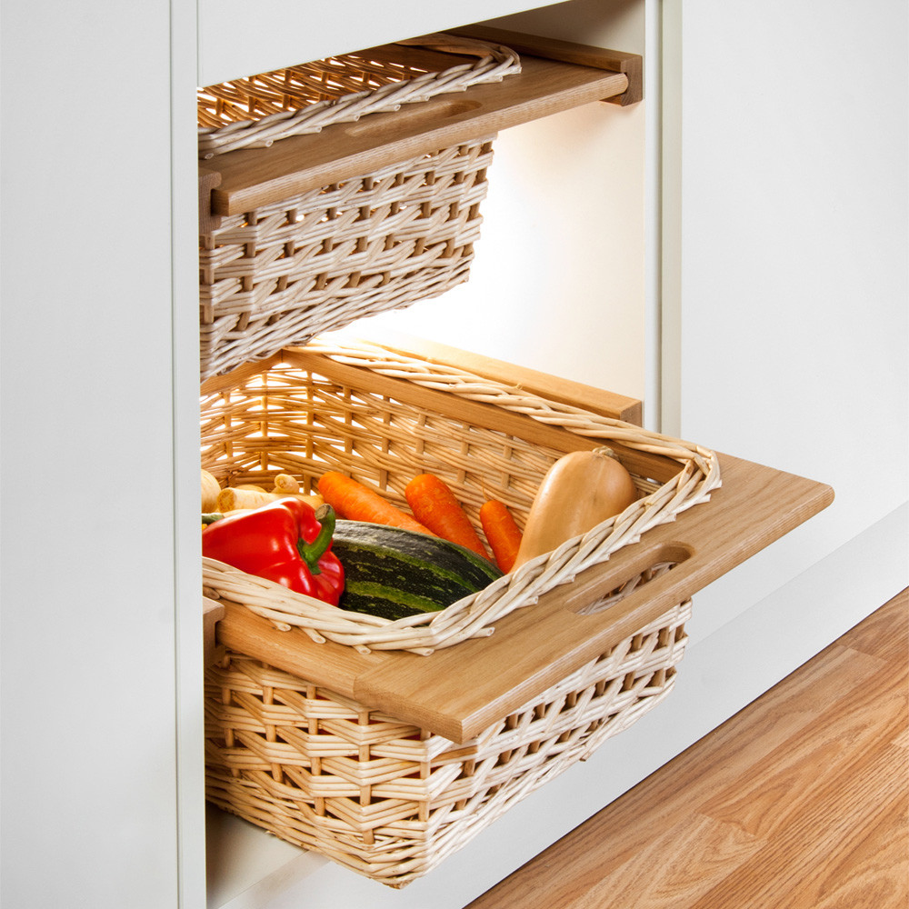PULL OUT WICKER BASKETS KITCHEN STORAGE LARDER BASE UNIT INCLUDES RUNNERS