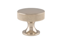 Polished nickel cupboard knob with industrial-style knurled detailing