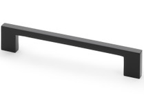 Slim black cabinet pull handle with rectangular solid brass design