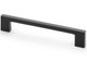 Slim black cabinet pull handle with rectangular solid brass design