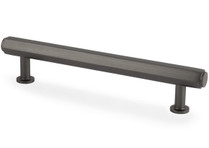 Dark bronze hex cabinet pull handle with angular T-bar design and solid brass construction