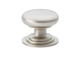 Satin nickel round cupboard knob with stepped rose design