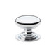 Polished chrome traditional-style knob with a circular head and stepped rose base.